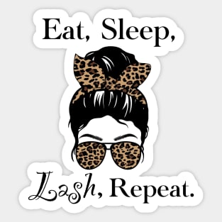 eat, sleep, lash, repeat cheetah print quote Sticker